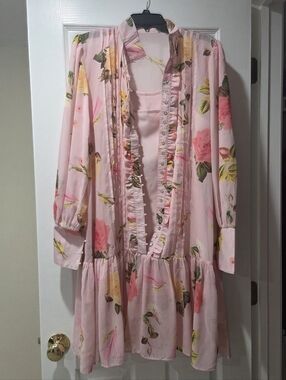 Pink Floral Ruffle Tiered Dress